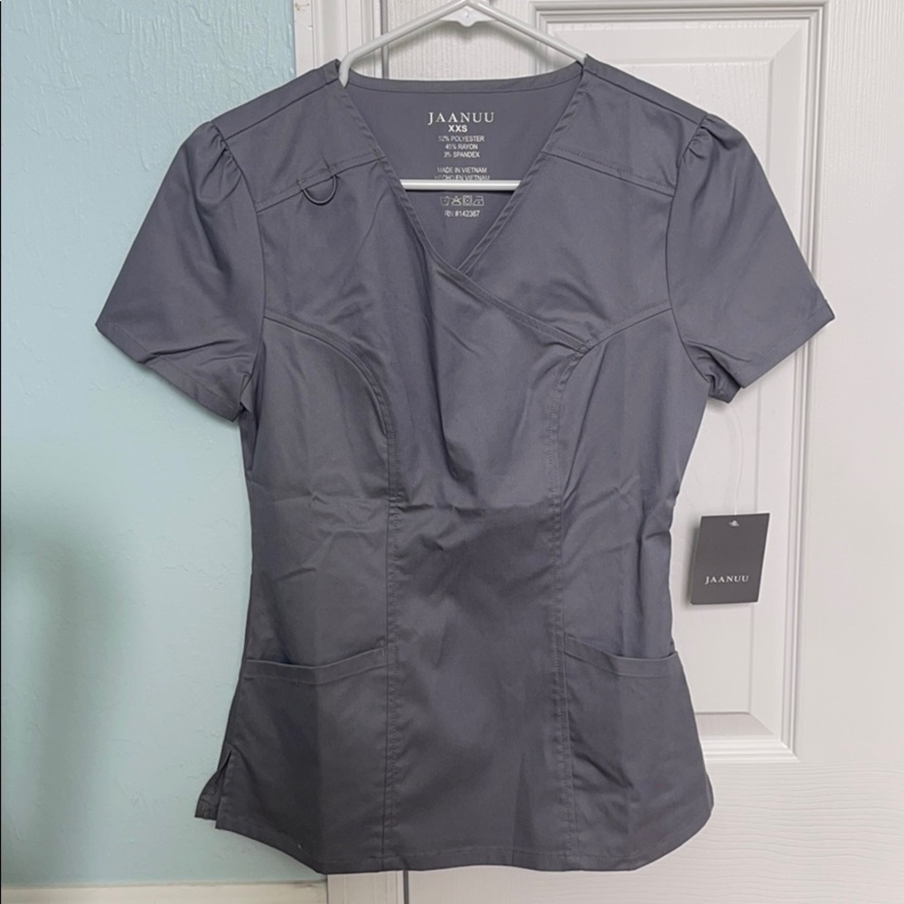 BNWT JAANUU Mock Wrap Neck Top Grey XXSmall